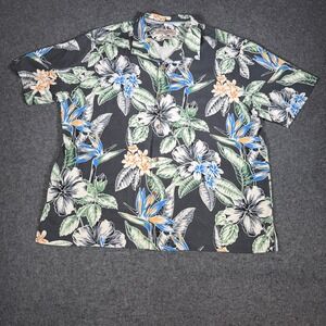 Tommy Bahama Heritage Tortola Silk Bird of Paradise Floral Shirt Mens XXL Black